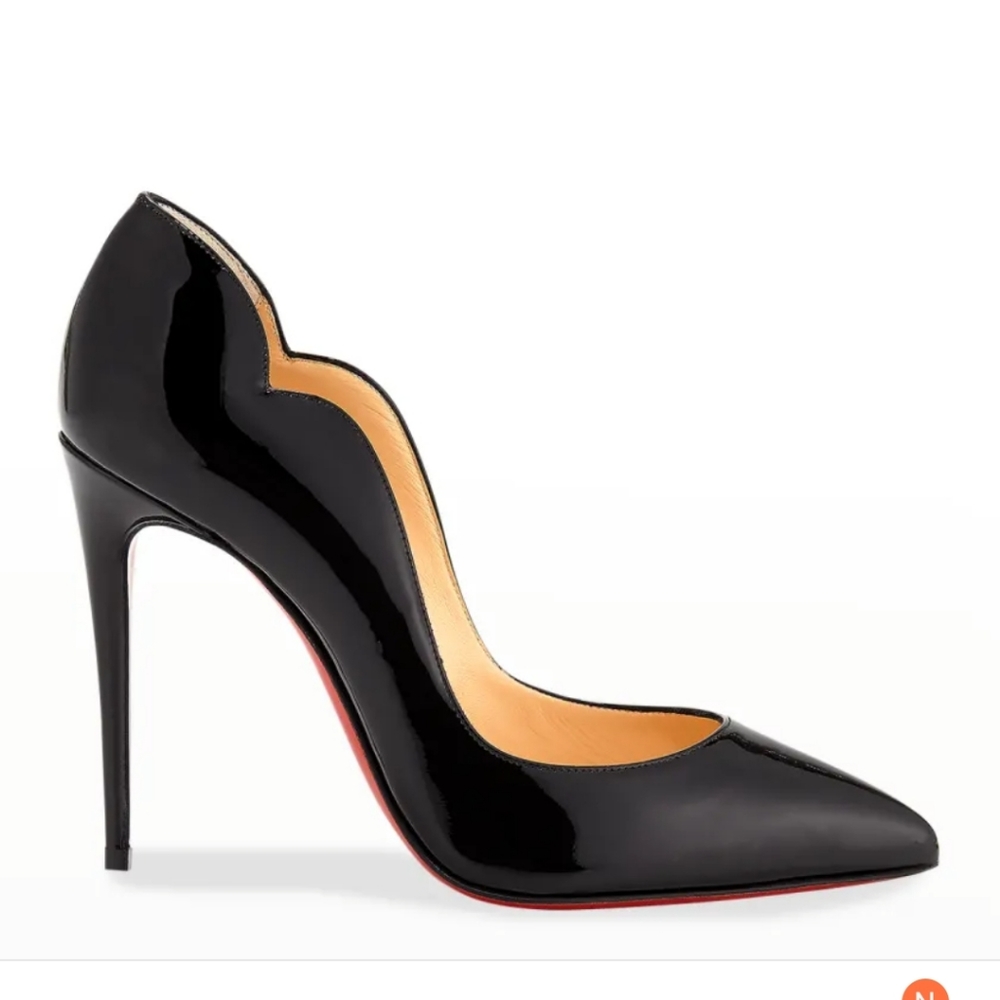 Christian Loubou 100 Patent Red Sole High-Heel Pumps Black- Size 41 / US size 11